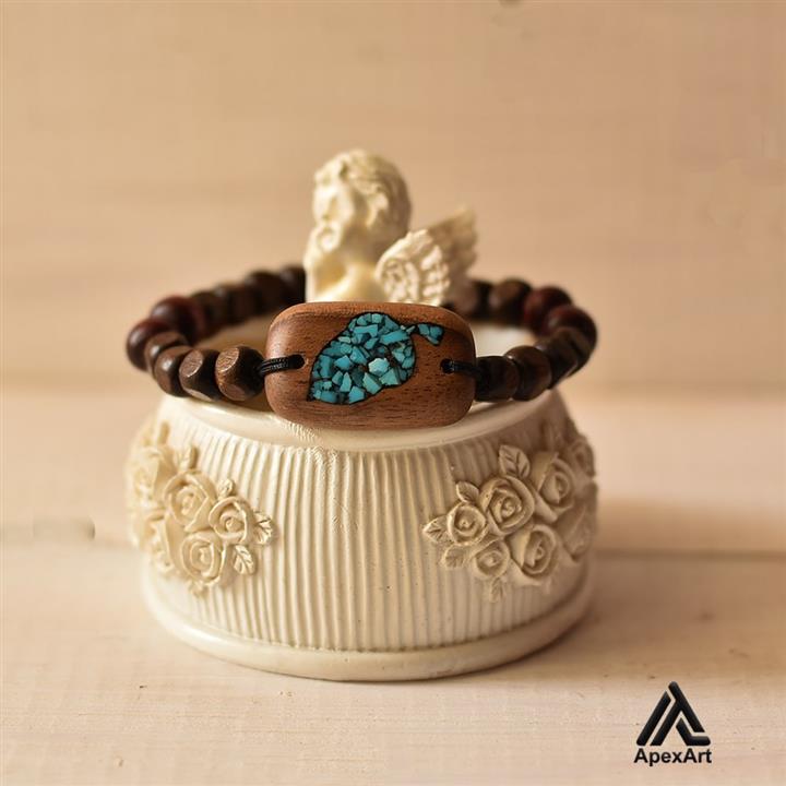 دستبند فیروزه کوبی شده طرح بلوط کد 329